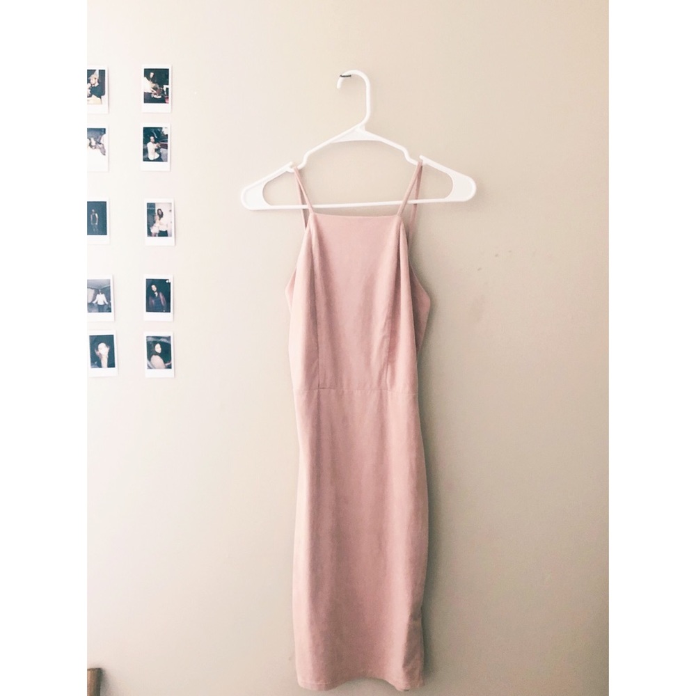Soft Baby Pink Suede Form fitting dress